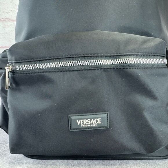 Versace Perfume Black Nylon Backpack with Silver Accents - Picture 3 of 9